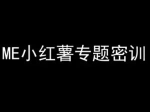 ME小红薯专题密训-小红书电商教程-新手副业项目