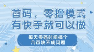 首码,零撸模式,有快手就可以做,每天零碎时间搞个几张不成问题【揭秘】-新手副业项目