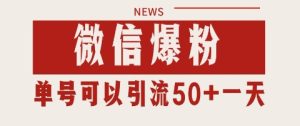 微信爆粉，私域暴力引流打法日引千粉 单号日进50+【揭秘】-新手副业项目