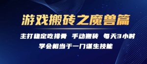 游戏搬砖之魔兽篇，稳定吃排骨每天3小时【揭秘】-新手副业项目
