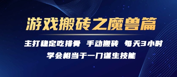 游戏搬砖之魔兽篇，稳定吃排骨每天3小时【揭秘】-新手副业项目
