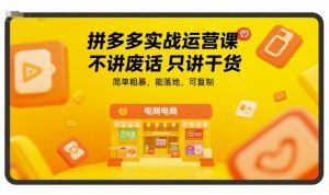 拼多多实战运营课，不讲废话只讲干货，简单粗暴，能落地，可复制-新手副业项目