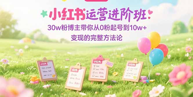小红书运营进阶班：30w粉博主带你从0粉起号到10w+变现的完整方法论-新手副业项目