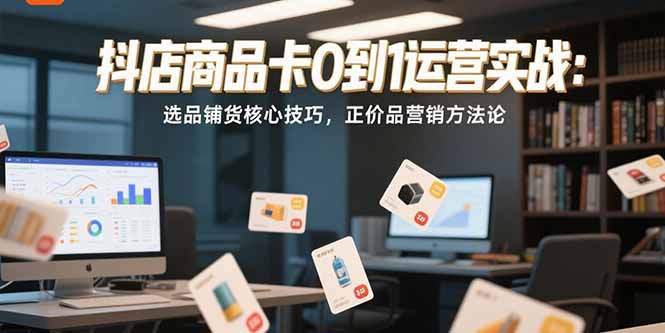 抖店商品卡0到1运营实战：选品铺货核心技巧，正价品营销方法论-新手副业项目