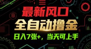 最新风口,全自动撸金,日入7张+,当天可上手【揭秘】-新手副业项目