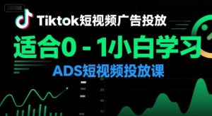 Tiktok短视频广告投放，适合0-1小白学习ADS短视频投放课-新手副业项目