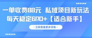 一单收费88元 私域项目新玩法 每天稳定6张+【适合新手】-新手副业项目