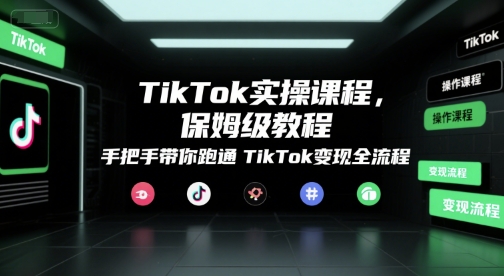 TikTok实操课程，保姆级教程，手把手带你跑通TikTok变现全流程-新手副业项目