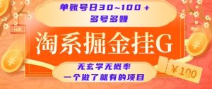 淘系掘金挂G项目，单账号日收益30~100+，多号多得，一个做了就有的项目【揭秘】-新手副业项目