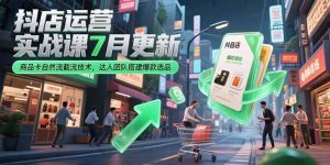 抖店运营实战课7月更新,商品卡自然流截流技术,达人团队搭建爆款选品-新手副业项目