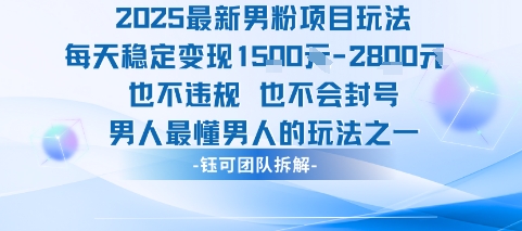 2025最新男粉项目玩法每天变现1k+也不违规也不会封号男人最懂男人的玩法-新手副业项目
