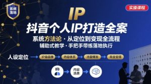 抖音个人IP系统落地实操大课，实操课程，辅助落地-新手副业项目