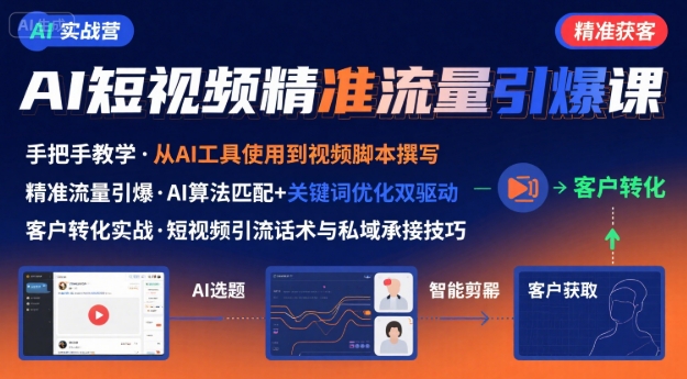 AI+短视频引爆精准客户实战营，手把手教你引爆Ai短视频精准流量-新手副业项目
