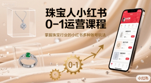 珠宝人小红书0-1运营课程，掌握珠宝行业的小红书多种账号玩法-新手副业项目