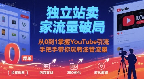 独立站卖家流量破局：从0到1掌握YouTube引流，手把手带你玩转油管流量-新手副业项目