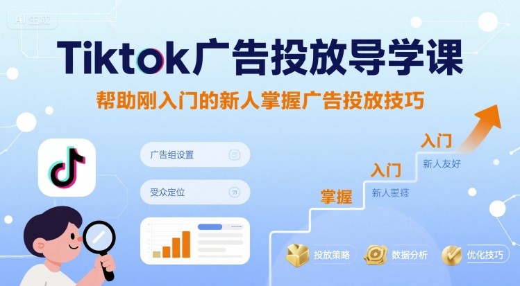 Tiktok广告投放导学课，帮助刚入门的新人掌握广告投放技巧-新手副业项目