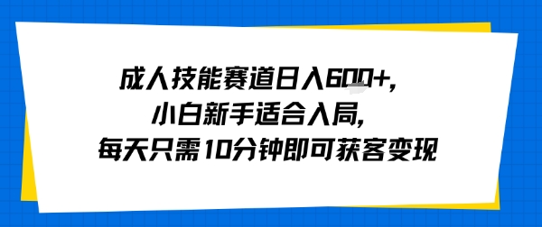 成人技能赛道日入多张，小白新手适合入局，每天只需10分钟即可获客变现-新手副业项目