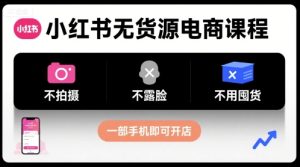 小红书无货源电商课程,不拍摄不露脸不用囤货,一部手机即可开店-新手副业项目
