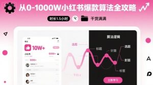 从0-1000W小红书爆款算法全攻略,时长1.5小时,干货满满-新手副业项目