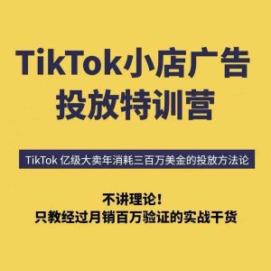 TikTok小店广告投放特训营，6天破局计划专治各种“投不动”，教你经过月销百万验证的实战干货-新手副业项目