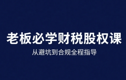 25年企业财税与股权实战课，从避坑到合规全程指导-新手副业项目