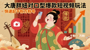 大唐胖妞对口型爆款短视频玩法，快速起千粉万粉号-新手副业项目